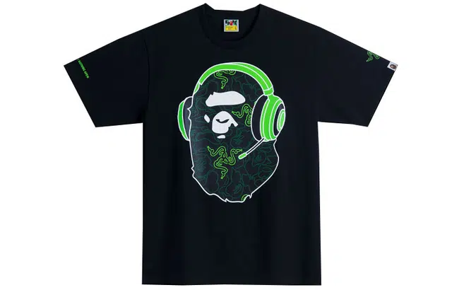 BAPE x Razer Neon Camo Ape Head Tee