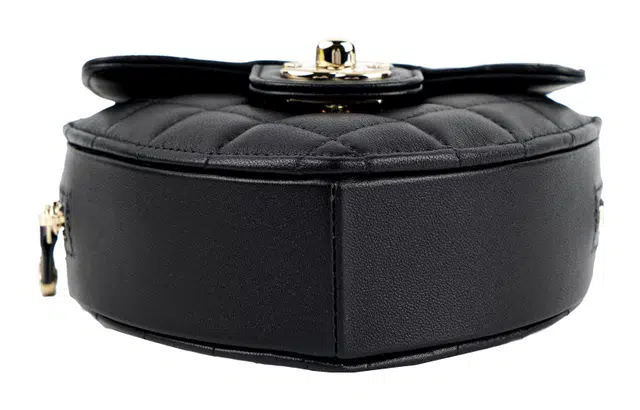 CHANEL Heart Zip Chain Bag Lambskin Black