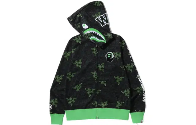 BAPE x Razer Neon Camo Shark Hoodie