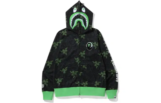 BAPE x Razer Neon Camo Shark Hoodie