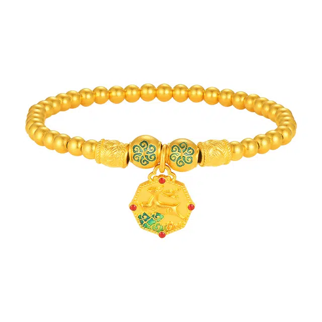 周大生 非凡金遇见国潮吉庆祥鹿足金古法圆珠小金珠 黄金 按克计价 手串 女款