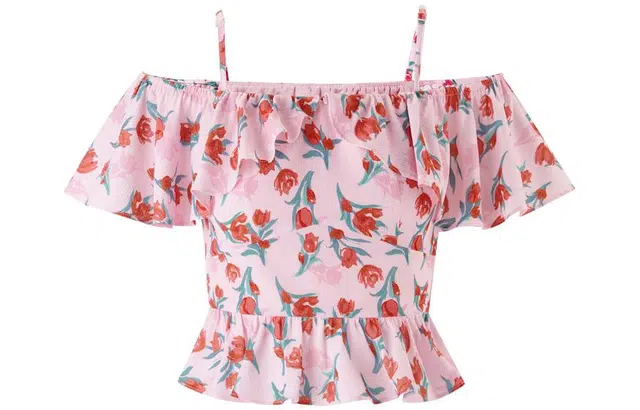 太平鸟女装 碎花荷叶边吊带 女款