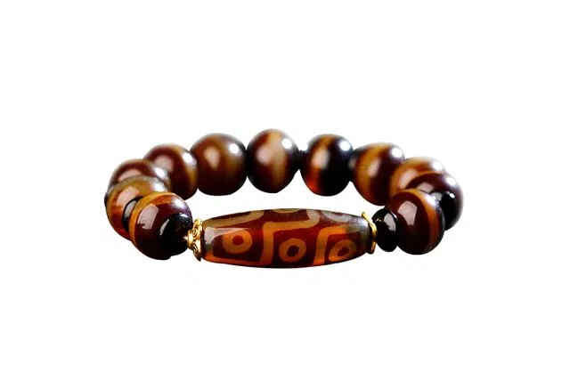 月斐 珠宝复古国潮系列 老九眼天珠手链 民族风藏式护身转运 玛瑙 手链 男女同款情侣款