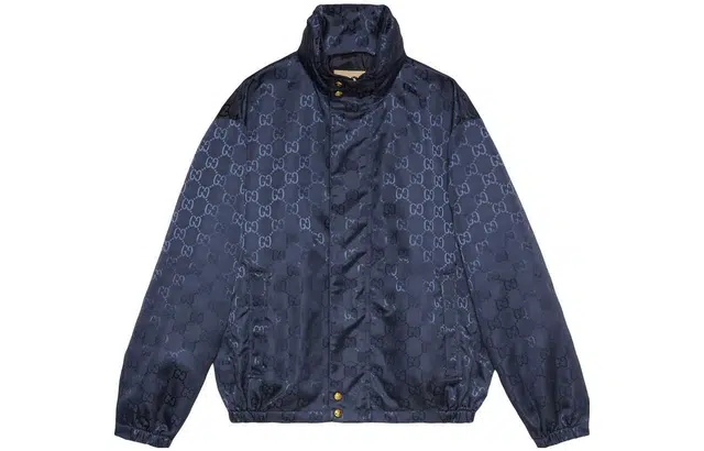 GUCCI FW22 Logo Jacquard Hoodie Blue