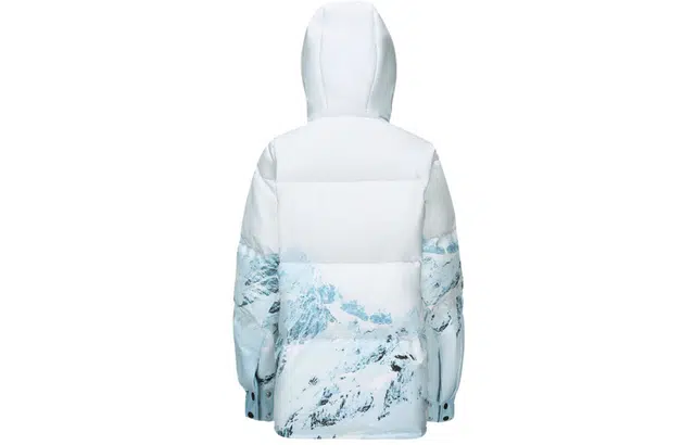 波司登 时尚运动系列 雪山印花短款抽象图案连帽宽松中长款羽绒服 女款
