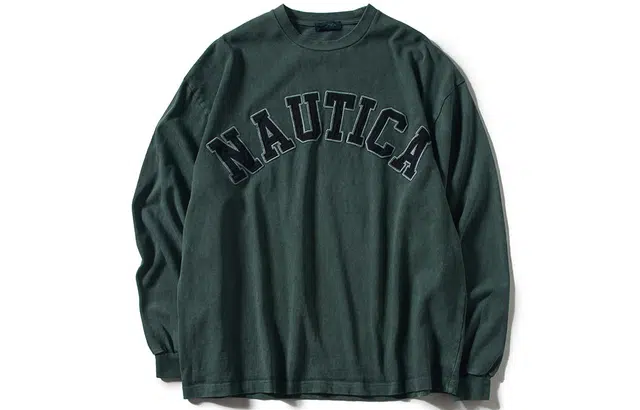 Nautica White Sail Logo Print Long Sleeve Tee