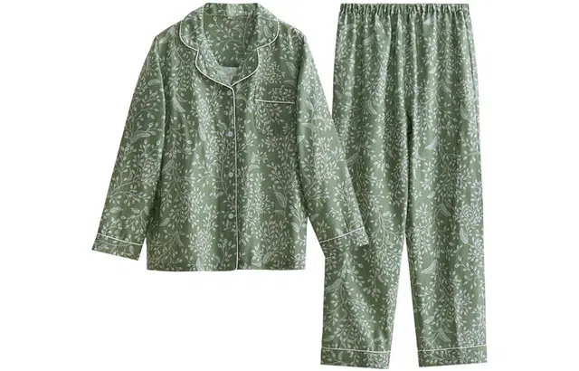 怡吾色 秋冬季 纯棉长袖睡衣 清新印花家居服可外穿 休闲 家居套装 女款