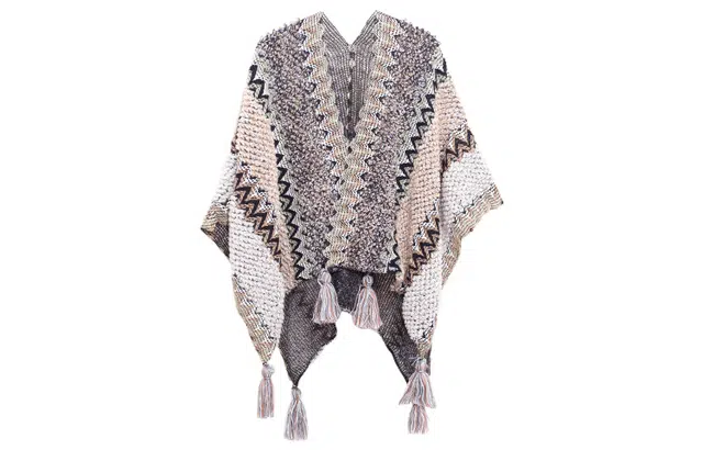 肯默 民族风拼色针织披肩秋冬保暖斗篷旅行拍照穿搭大围巾 披肩 女款