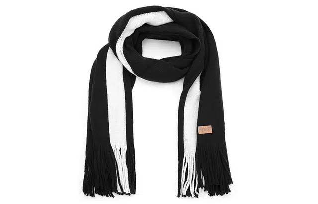 肯默长款毛线条纹围巾拼色保暖针织围脖 男女同款