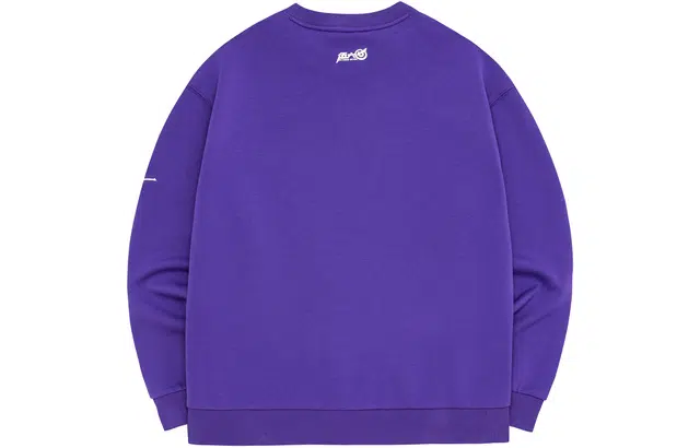 鸿星尔克 几何图形印花休闲运动圆领套头加绒加厚长袖卫衣 男款 伽罗紫