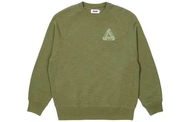 PALACE FW22 Tri-Ferg Slub Crew Olive Logo
