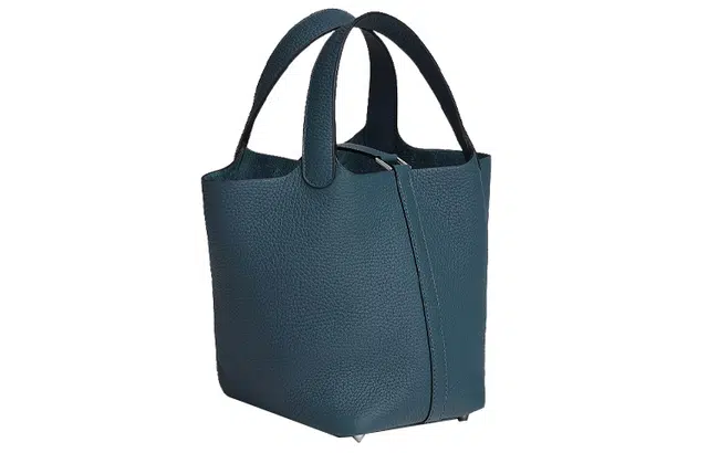 HERMES Picotin Lock 18 Clemence 7P Bleu De Prusse