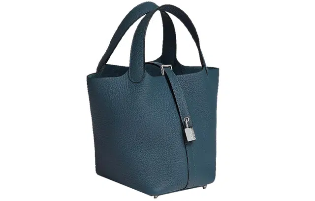 HERMES Picotin Lock 18 Clemence 7P Bleu De Prusse