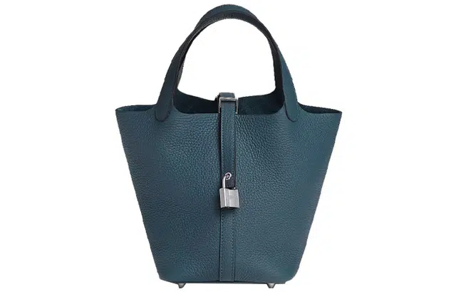 HERMES Picotin Lock 18 Clemence 7P Bleu De Prusse