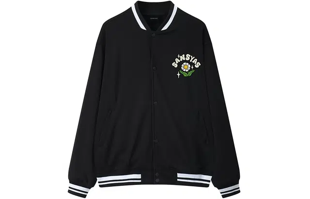 木村三社 字母花朵印花棒球服 男女同款 黑色
