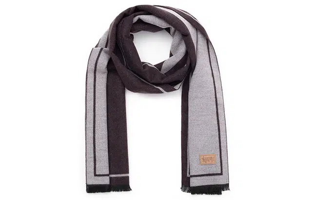 肯默 拼色设计毛边保暖 绒线围巾 男女同款情侣款