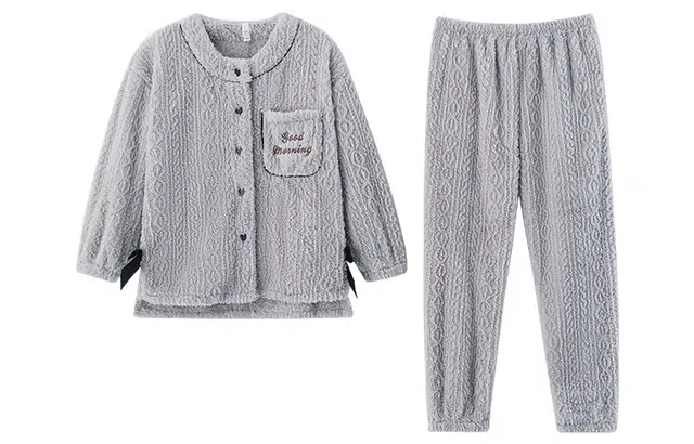 小情歌 珊瑚绒睡衣  冬季 加绒加厚保暖御寒家居服 女款  灰蓝色