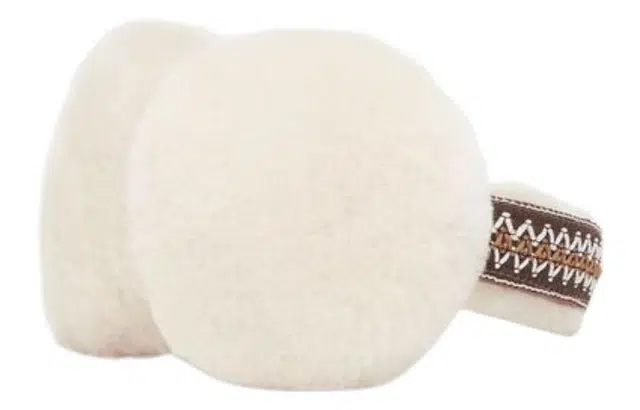 UGG Embroidered Logo Traditional Knit Earmuffs Cream