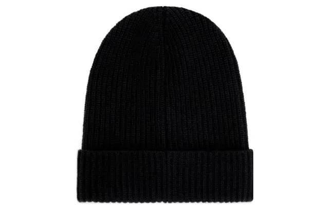 CELINE Ribbed Logo Beanie Black