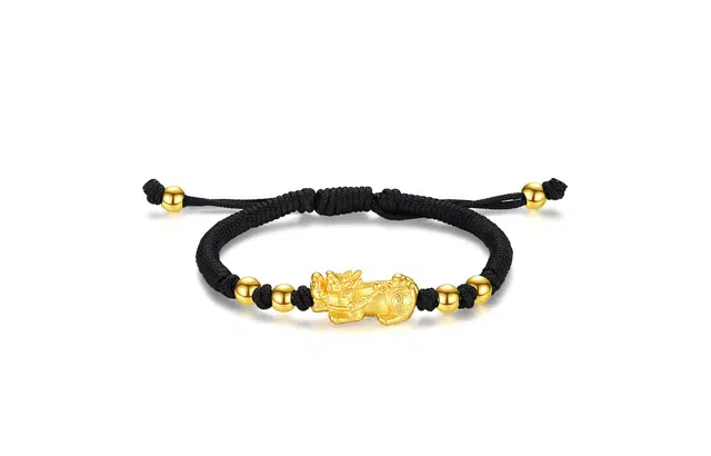 牧言 国潮复古新中式招财纳福吞金兽 本命年兔年编织绳黑绳手饰 合金 貔貅转运珠手链 男女同款情侣款