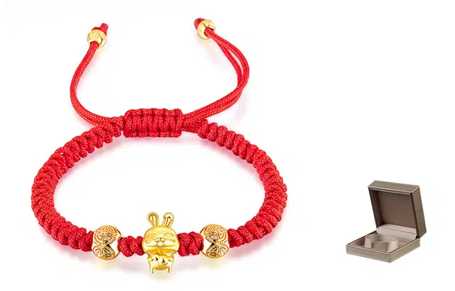 肯默 兔来运转红绳 本命年生肖兔子 萌宠玉兔福转运珠 手链 女款