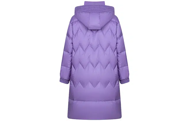 艾莱依 纯色蝴蝶结设计连帽长款羽绒服 女款