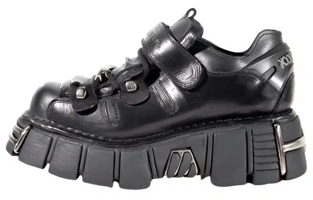 New Rock Vintage Metal Platform Shoes Black