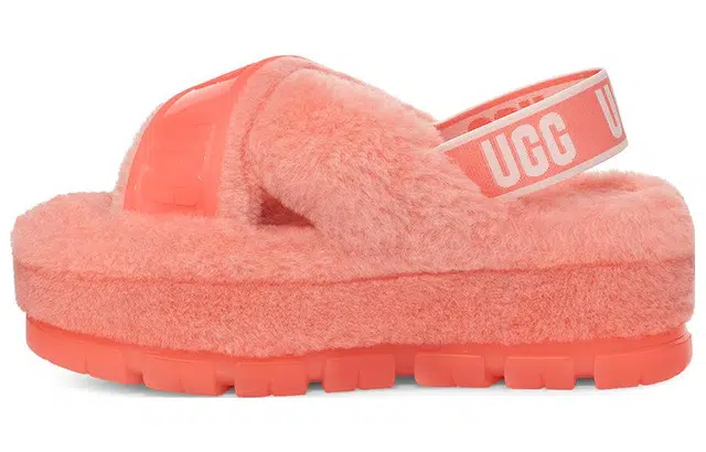 UGG Fuzzata Leather Sandal Pink