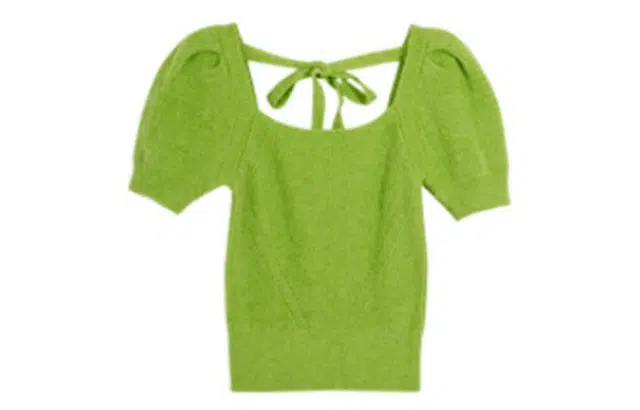 小镇姗姗  纯色泡泡袖打底针织衫  女款