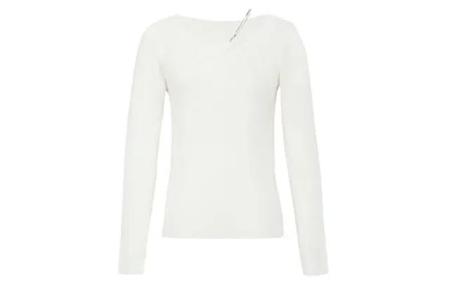 美洋 纯色混纺镂空长袖针织衫 女款