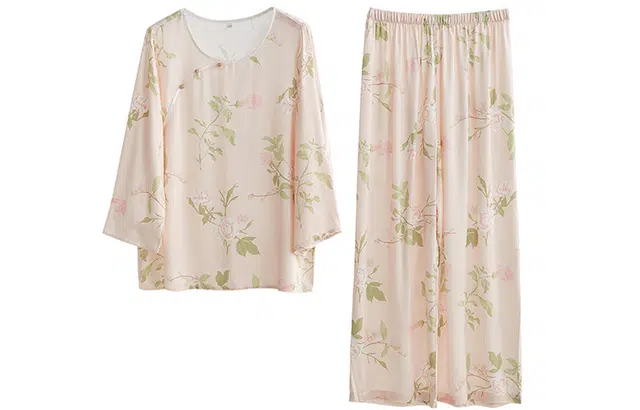 怡吾色 睡衣女夏季薄款国潮古风居家服 清新可外穿简约家居服套装 女款  家居裙