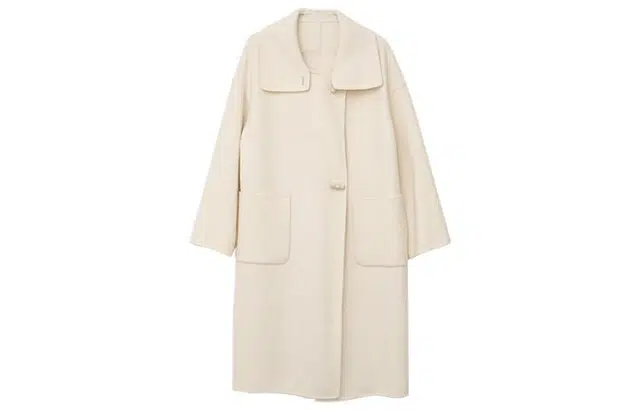 小镇姗姗 纯色方领牛角扣双面呢大衣外套 女款