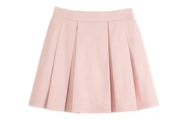 小镇姗姗 纯色褶裙拉链半身裙 女款 奶昔粉