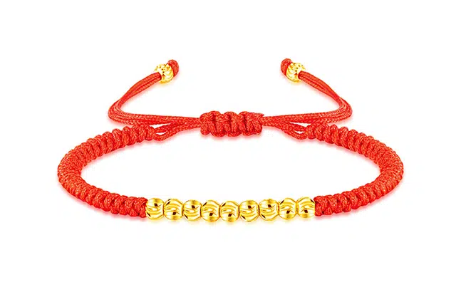 肯默 转运珠平安红绳  本命年红色手编绳  雕刻纹路圆珠手链 男女同款