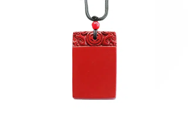 周百福珠宝 朱砂无事牌项链 复古民族风祥云朱砂项链吉祥如意无事牌项链男女同款