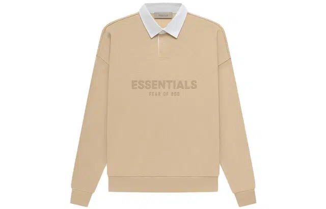 Fear of God Essentials SS23 waffle henley rugby sand LogoPolo