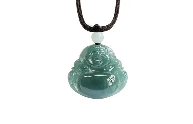 周百福 弥勒佛 复古晶莹剔透小佛公玉佛 玻璃种 项链 男女同款情侣款