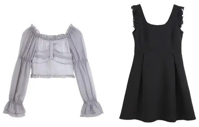 小镇姗姗 纯色网纱拼接长袖衬衫背带裙套装 女款