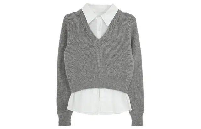 小镇姗姗 假两件修身长袖针织衫 女款