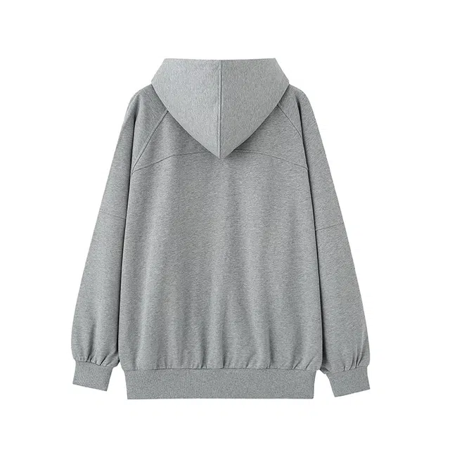 周淼 字母刺绣印花连帽宽松开衫卫衣 女款