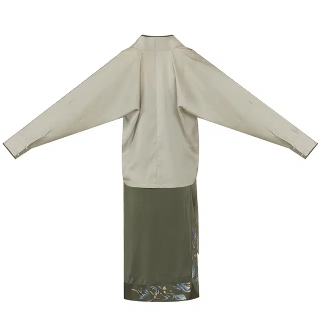 织造司 解幽 花卉刺绣开衫飞机袖修身改良主腰旋裙汉服 女款 灰绿色