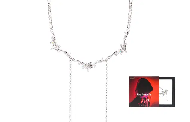 名工珠宝 月亮河流苏项链 女银小众设计款饰品轻奢时尚锁骨链礼物