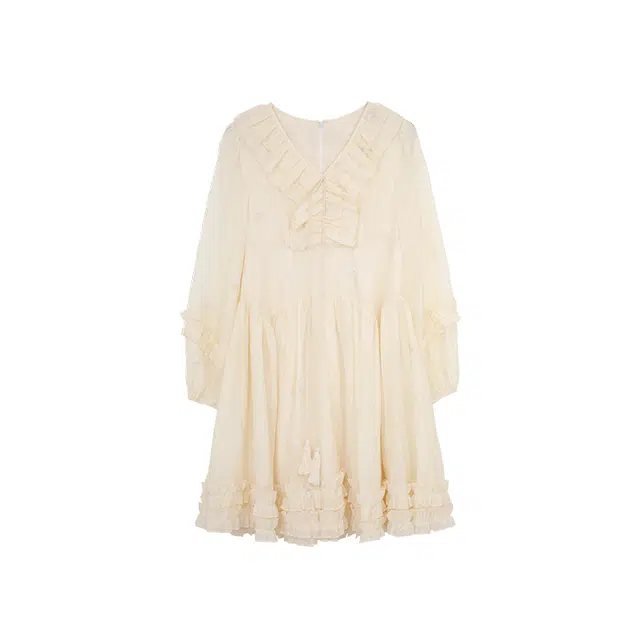 小镇姗姗 初夏来信~重工提花肌理感法式天丝连衣裙女气质显瘦中长裙夏