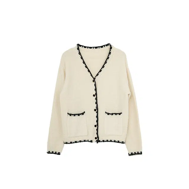 小镇姗姗 圣托里尼落日~小香风针织短外套冬季新款慵懒风开衫