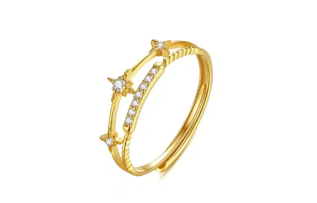 周百福珠宝 八芒星双层戒指  国潮简约时尚设计高级百搭甜美活口戒指