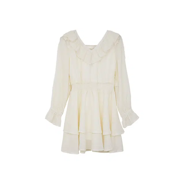 小镇姗姗 微光海棠~ 白色荷叶边两穿度假风浪漫仙女连衣裙