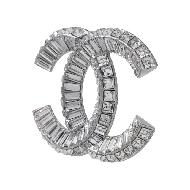 Chanel Classic Double C Brooch Silver