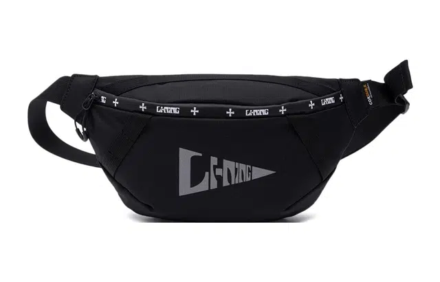 中国李宁 大地艺术 休闲简约胸包腰包 男女同款 黑色