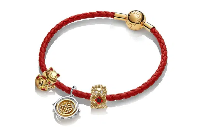 Pandora Bracelet Set Red Rope