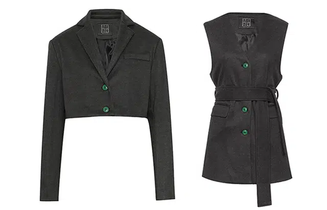 美洋 黑绿豆西装两件套 短西服马甲连衣裙